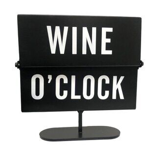 Black & White Metal Wine and Coffee Tabletop Flip Sign, 7.9" x 8.5" NWT
